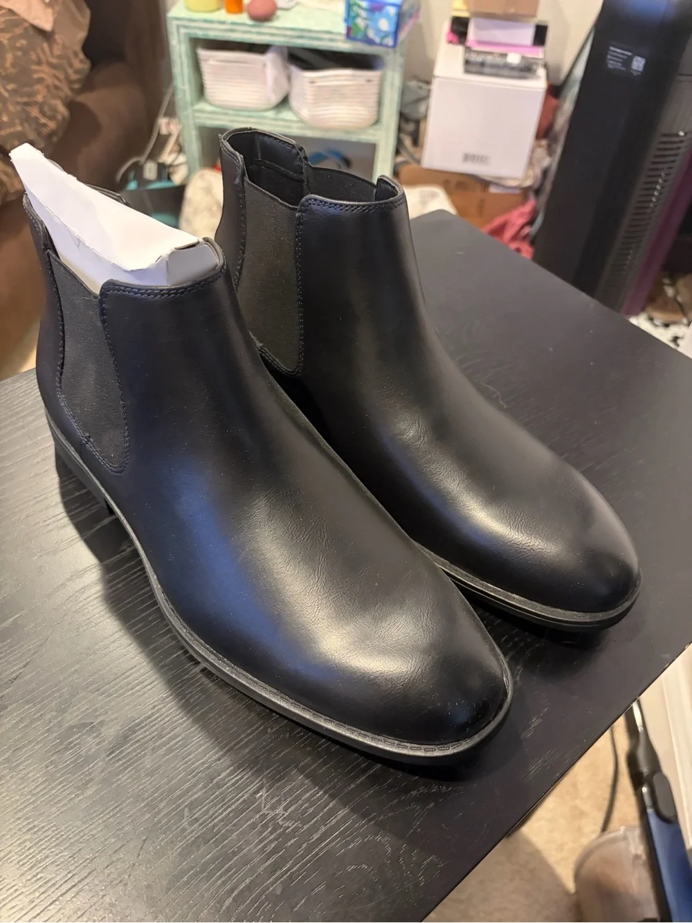 Steve Madden Mens Black Leather Chelsea Boots
